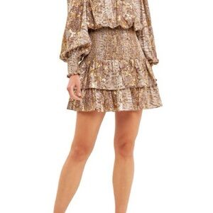 Endless Rose Metallic Animal Print Mini Dress